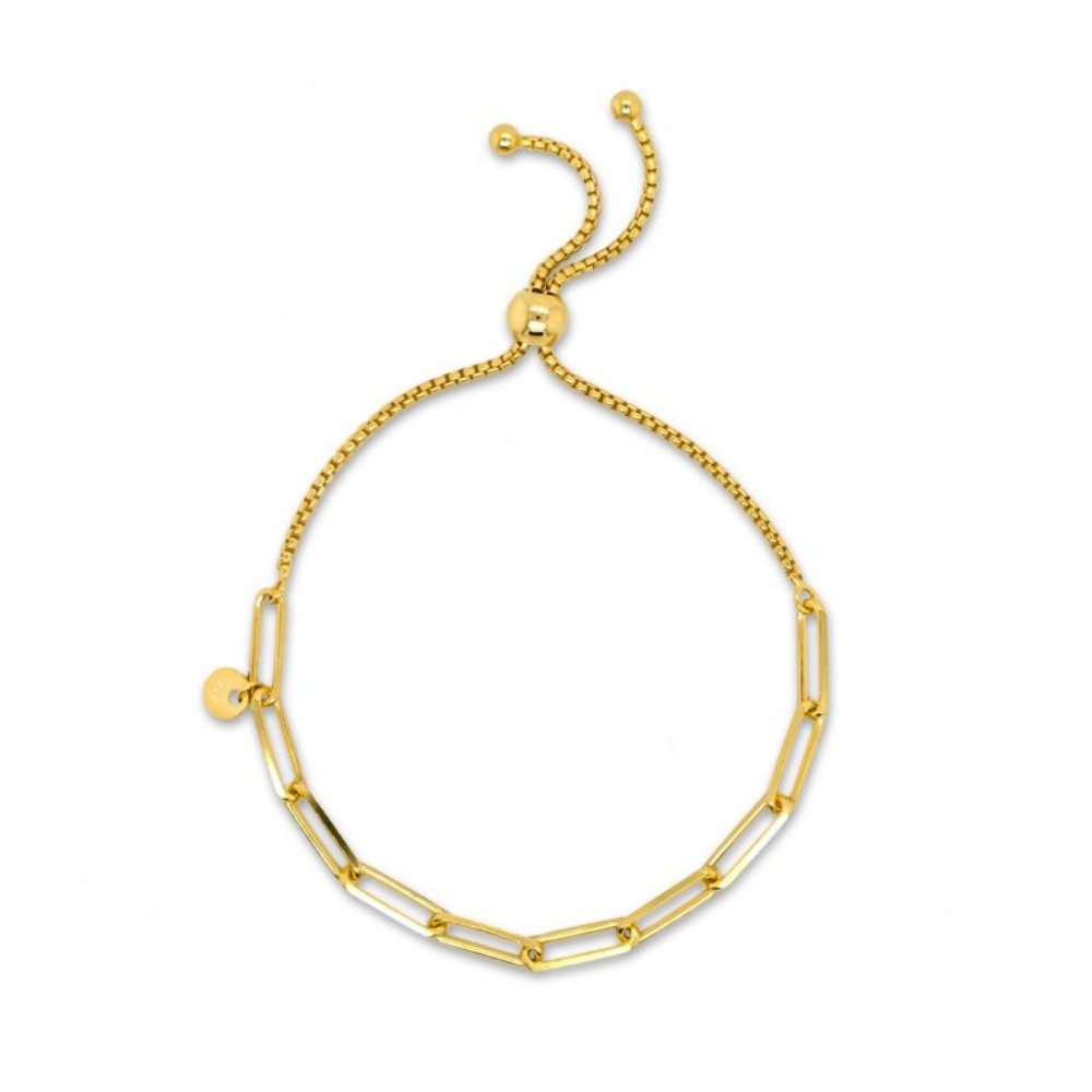 Vermeil Gold Paper Clip Bracelet Adjustable Slider
